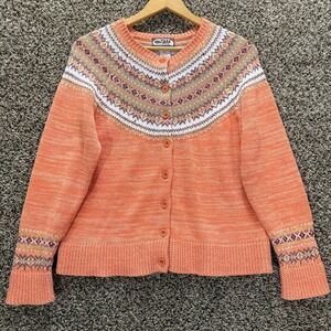 VTG Tiara International Nordic Fair Isle Cardigan Sweater Women's Petite *XL